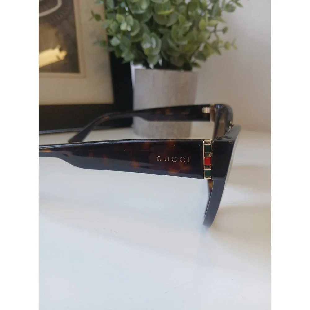 Gucci Tortoiseshell Cat Eye Sunglasses with Gold Accents